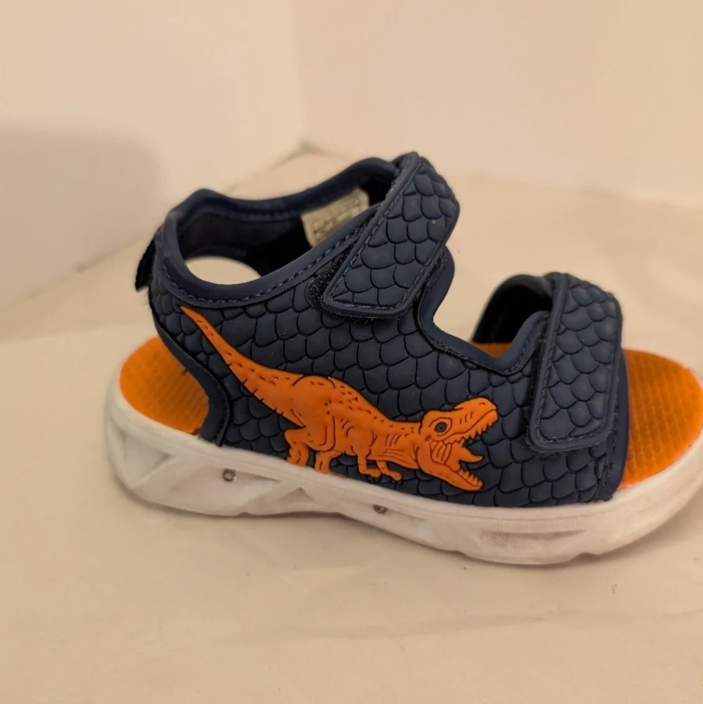 Carter's Toddler Boy Blue and Orange Dinosaur Light Up Sandals in Size 7